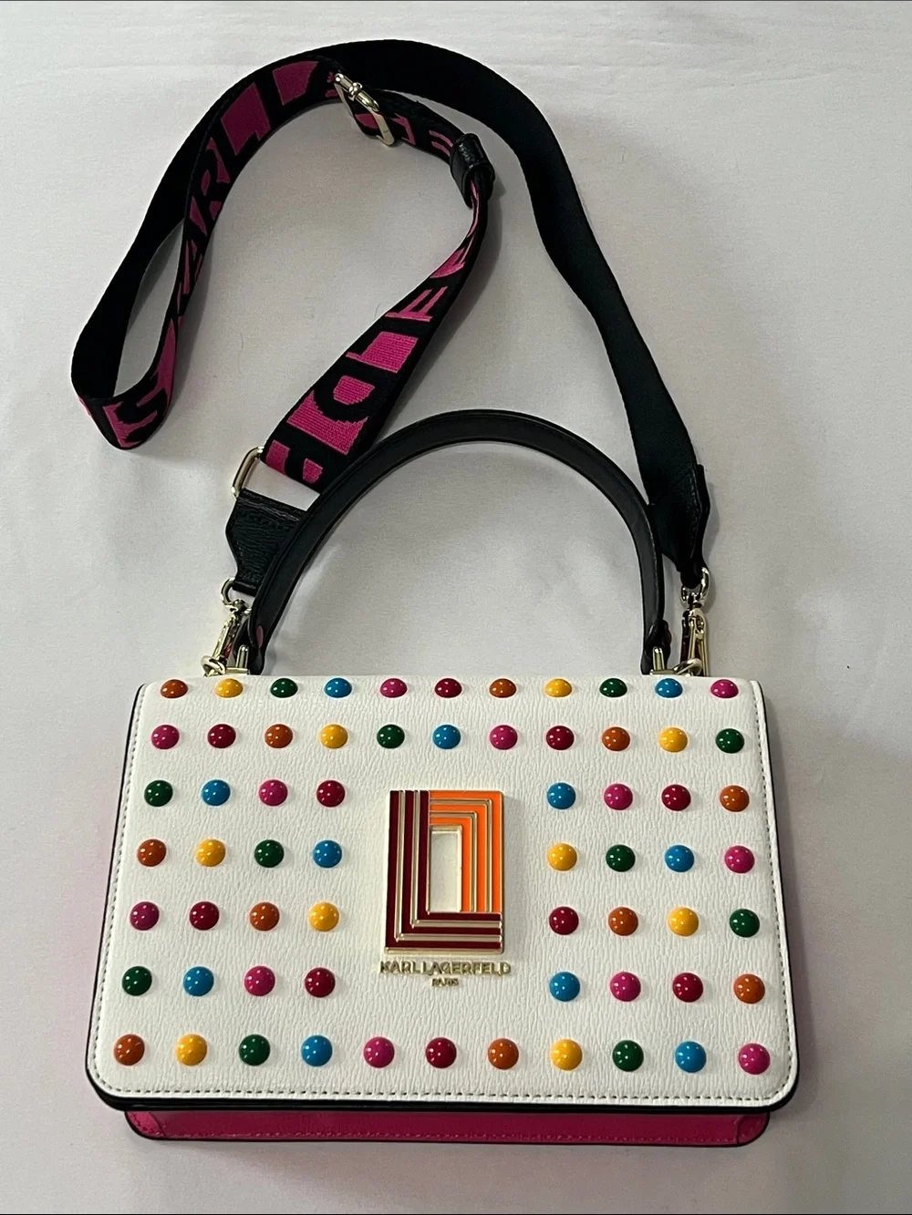 Karl Lagerfeld Paris Simone Rainbow Studded Crossbody